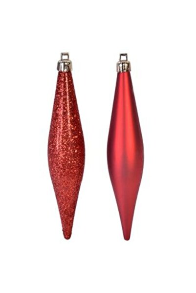 IRO Christmas ornament set - red icicles, matte & glitter, 16 cm, 6 pcs