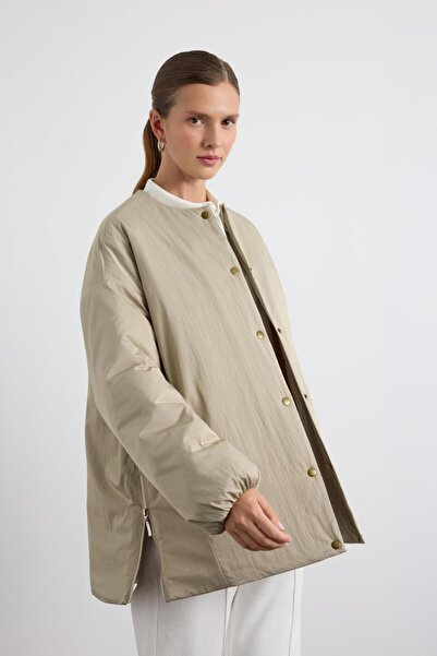 KADRİYE BAŞTÜRK Zippered Inflatable Coat Stone