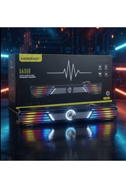 Microdigit سماعات كمبيوتر RAIDER - نظام صوت 2.0 ستيريو مع إضاءة RGB للألعاب (N725RMS)