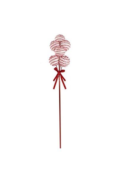 ANTBRO Christmas tree ornament stick with foam glitter balls, red/white string and red bow, 52 cm