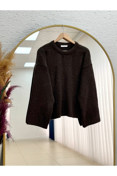 BENAHOLL Mahin Altı and Kol Ucu Ribbed Knitwear Sweater-Zi̇7014 Brown