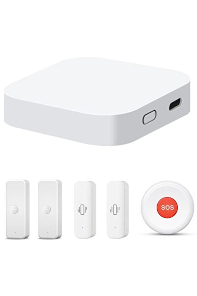 UnderShop Smart Home Set with Hub (WiFi/Zigbee/BLE), 2 Motion Sensors, 2 Vibration Sensors, SOS Button