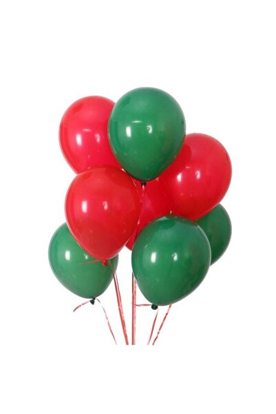 İSTOÇ PARTİ New Year's Latex Balloon Pastel Dark Green Red 100 Pieces + 5 Met...