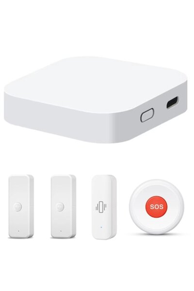 UnderShop Smart Home Kit with WiFi/Zigbee/Bluetooth Hub, 2 Motion Sensors, Vibration Sensor & SOS Button Tuya