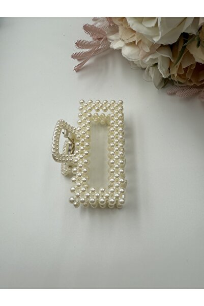 PONÇİK ACCESSORİES Women's Pearl Rectangular Model Large Size Latch Buckle