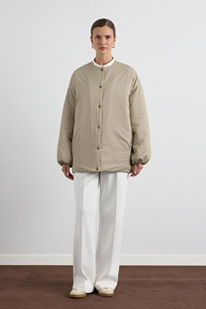 KADRİYE BAŞTÜRK Zippered Inflatable Coat Stone