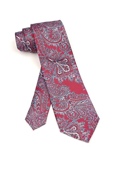 6AM Ceremony Classic burgundy red silk tie with paisley pattern