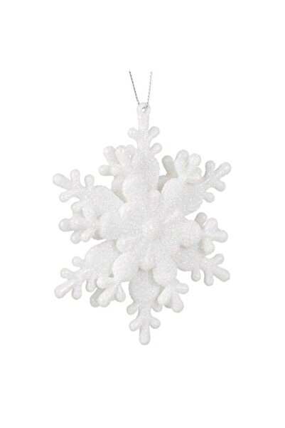 ANTBRO Christmas tree ornament 3D snowflake with white holographic glitter, 10cm
