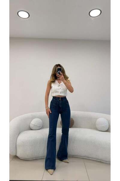 ByCukurovaFrango Pensli Soft Lycra Jean Navy Blue