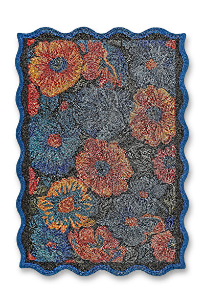 Rugs Modern Halı MOSSO Şekil Temalı Çiçekli Desen Dokuma Taban Vintage Dekora...