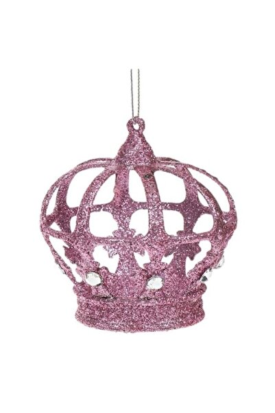 ANTBRO Coroană decorativă pentru brad de Crăciun cu sclipici roz iridescent ș...