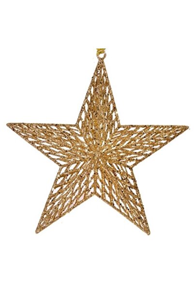 Christmas ornament de brad - stea cu sclipici auriu, 28 cm