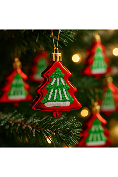 hediyeofisi 6-Piece Christmas Tree Ornament Premium Series 8 cm Size Pine Tree Model