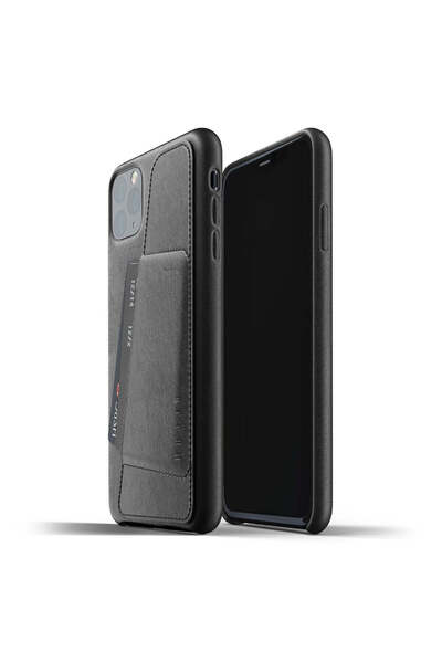 Mujjo Husă portofel pentru iPhone 11 Pro Max, piele, neagră