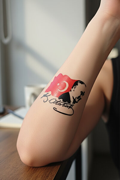 BP Tattoo Atatürk Dövmesi Atatürk İmzası ve Türk Bayrağı Geçici Dövme