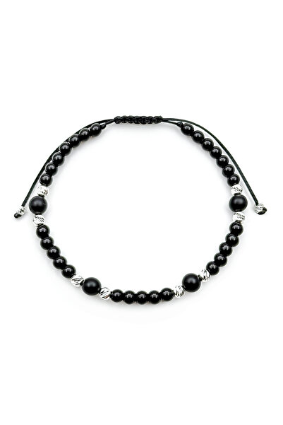 Velar Bracelets Bratara din Snur cu Onix si Bile din Argint 925