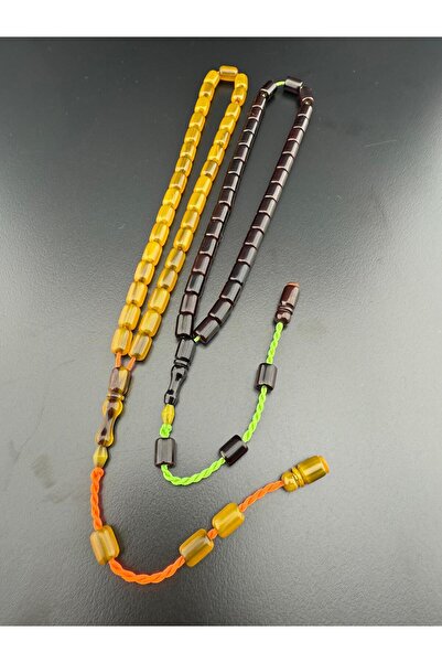 Jewel Valued for the Signature of Dabbas Usta, Collectible Crimped Amber Prayer Beads - 2 Pieces