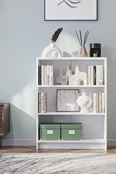 Hofga Bili Kitaplık 3 Raflı Geniş Çok Amaçlı Ofis Salon Kitap Dosya Rafı Beyaz