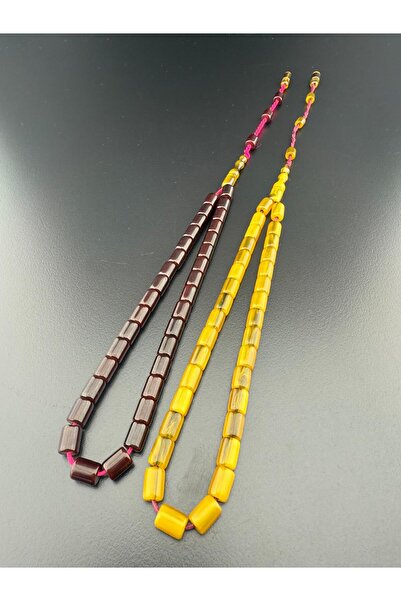 Jewel 2 Pieces of Tesbi̇h - Valued Collectible Crimped Amber Prayer Beads, Signed by Master Dabbas