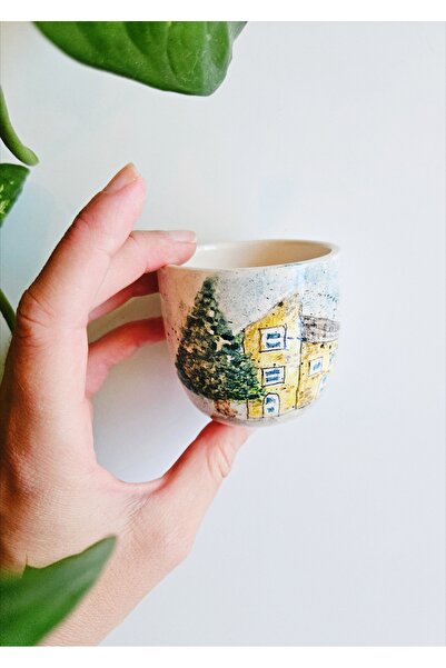 WEBBMODA Handmade Custom Drawing Yellow House Cup