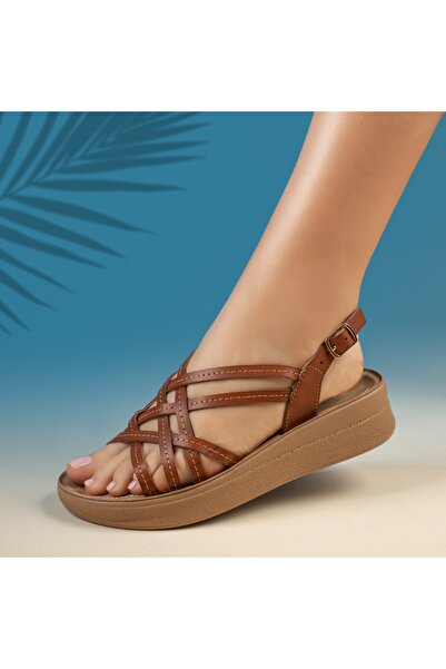 BMoD Sandale cu platformă maro pentru femei MOD13681