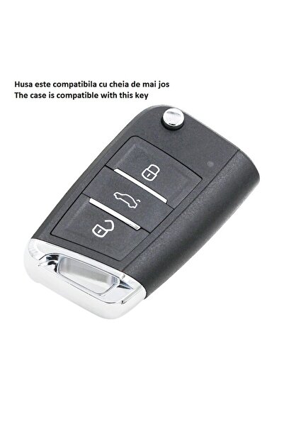 OEM Knife-style key case for VW Golf 7 / Tiguan / Skoda Octavia A7 / Seat Leon Ibiza - brown/black