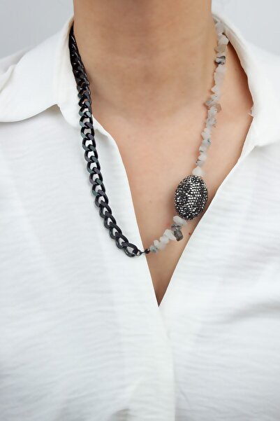 Liveyn Design قلادة من حجر الكوارتز الروتيل