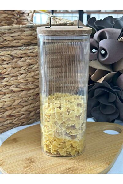 MD MİMOZA DEKOR Akasya Kapaklı Cam Saklama Kavanozu 2500 ML