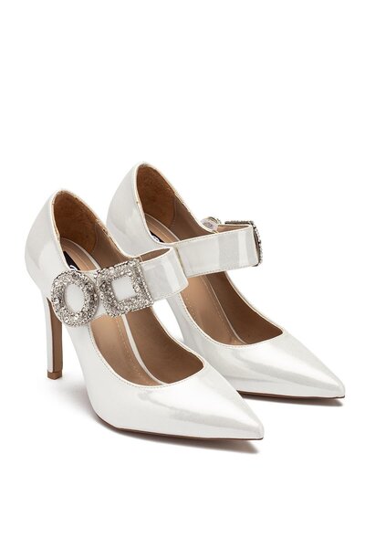 Dedos Rochie de seară cu toc înalt pentru femei, cu cataramă, cu vârf ascuțit...