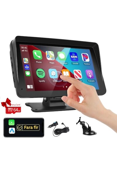 OEM 7-inch HD Portable CarPlay Navigation, CarPlay/Android Auto, Live GPS, Voice Control +64GB