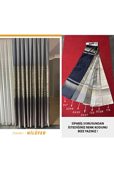 PERDEYERİ Perdele de fundal din jacquard de înaltă calitate, rezistentă la riduri, 1/3 strat, o singură aripă - Nilüfer115