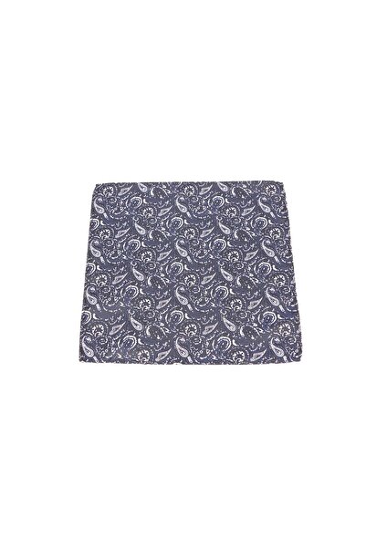 6AM Ceremony Dark blue pocket square with white and light blue paisley print