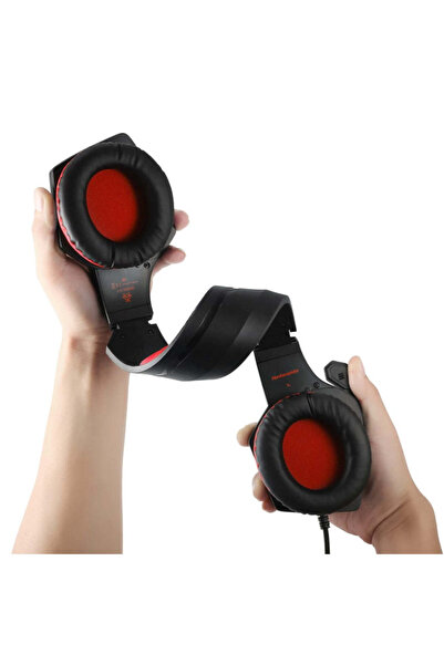 Hunterspider V1 Pro Gaming Headset - Super Deep Bass, 7-Color LED, Noise-Cancelling Mic, Black-Red