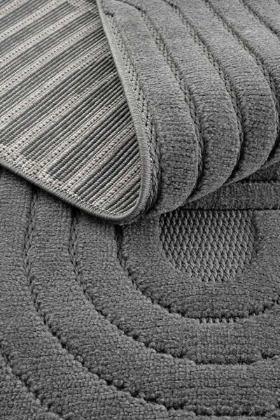 SARAZ HALI Dizayn Kaymaz Taban Koridor Halısı Kesme Yolluk Mutfak Halısı Modern Salon Halısı 1090 ANTRASİT