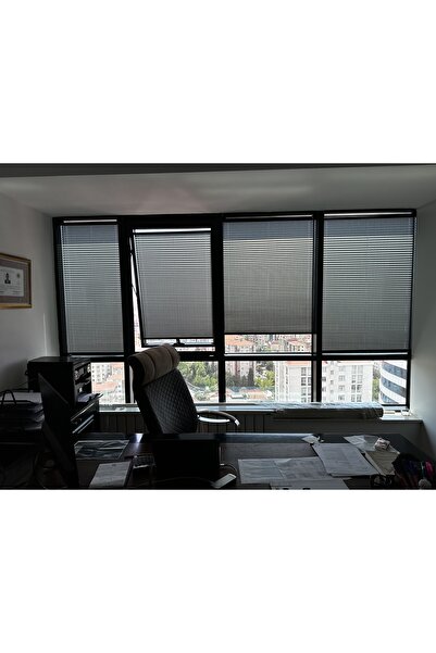 PlisseLux Antrasit Plise Perde Cam Balkon, Ofis, Pencerelere Özel Ölçülerde K...