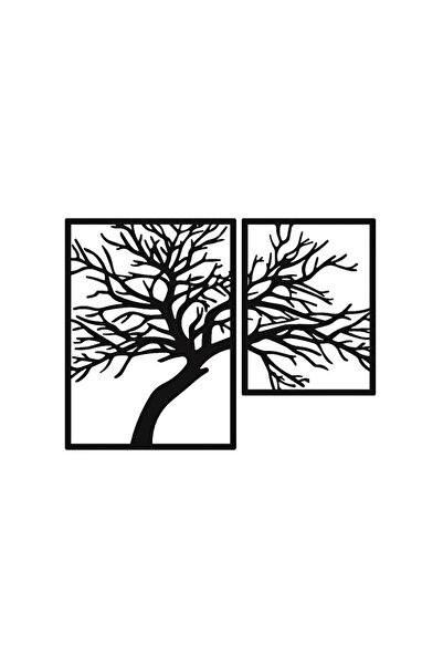 buz Decorațiune murală metalică, model copac, 106 x 80 cm, negru