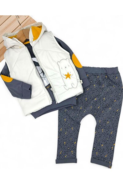 voyyo kids baby Baby Boy Transitional Inflatable Vest Set Crescent Embroidere...