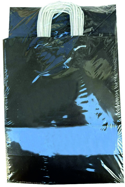 AMBALAJDÜNYAM Burgu Saplı Kraft Kağıt Çanta Karton Hediyelik Poşet Torba - Siyah - 25x12x31 Cm. - 10 Adetlik Paket