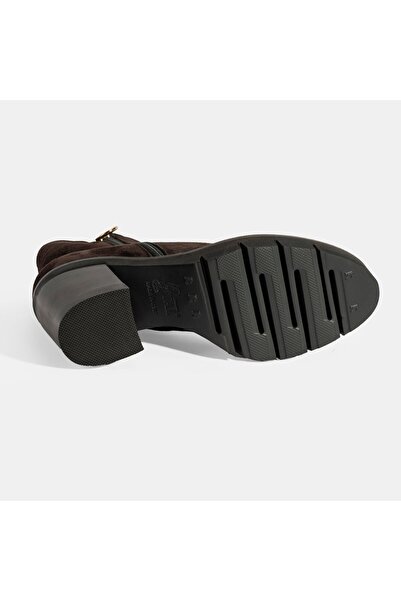 Desa Luca Grossi Kadın Kahve Fermuarlı Kalın Topuklu Süet Bot