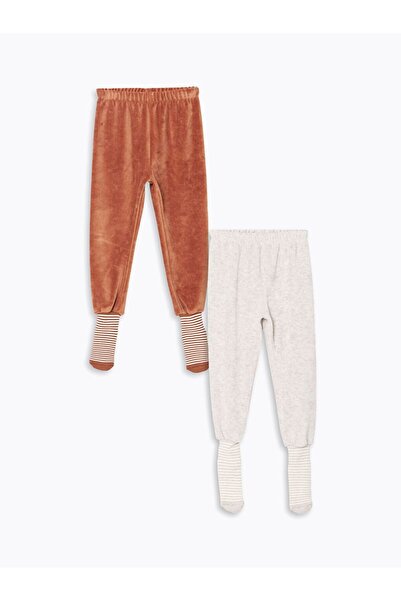 LC Waikiki Kadife Çoraplı Erkek Bebek Pijama Alt 2'li