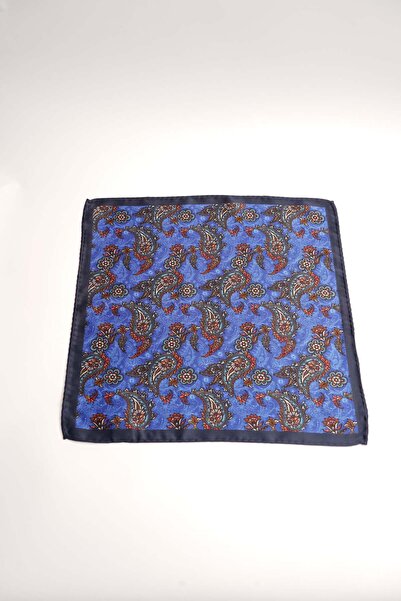 6AM Ceremony Batistă de buzunar albastră cu imprimeu paisley multicolor