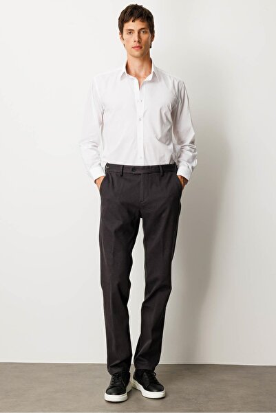 Desen Triko Men's Elastic Waist Side Pocket Cotton Trousers Antra