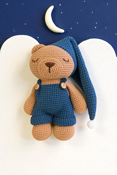 NRSNCOMPANY Amigurumi Uykucu Ayı El Yapımı 21cm - Pamuk İpli, Kaliteli Dekoratif Oyuncak