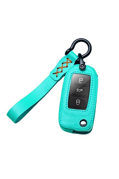 OEM Turquoise car key case, folding knife type, Polo/Golf/Passat/Beetle/Caddy/EOS/Tiguan/Skoda/Seat