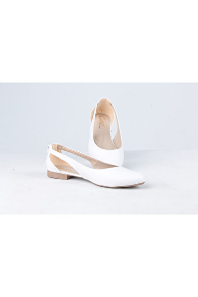 AYAKKABIMOOD حذاء راقصة الباليه CC 201 باللون الأبيض