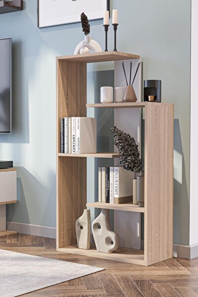 Hofga Luma Kitaplık 5 Raflı Dekoratif Bölmeli Oturma Odası Salon Çok Amaçlı B...