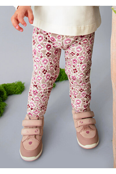 MAYORAL Baby Girl 3-Piece Set |   1-4 Years Old |   Beige Feather Vest, Beige Printed T-Shirt, Pink Patterned Leggings