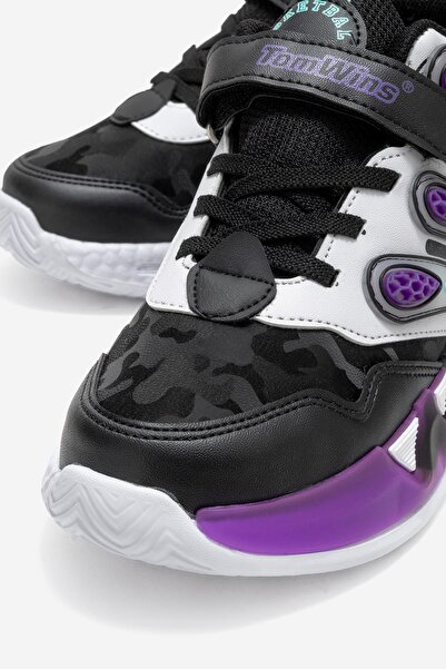 CCWAY AYAKKABI 3 Striped Velcro Children's Sports Shoes 30-35 Black Green Orange