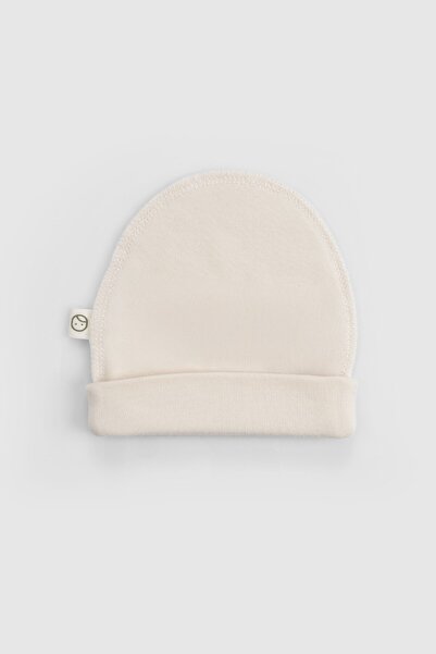 Little Gusto Ters Dikişli Organik Pamuk Ekru Prematüre Şapka