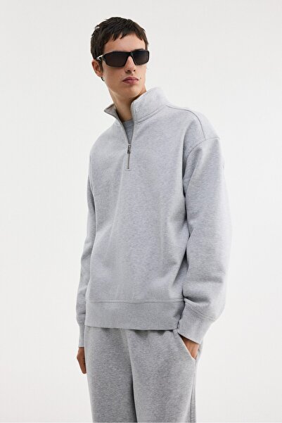 H&M Loose Fit Yarım Fermuarlı Sweatshirt
